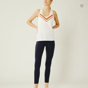 Tory Burch White and Blue Chevron Tank Top